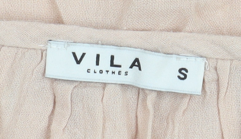 Vila Women's Beige Short Sleeve Blouse - S