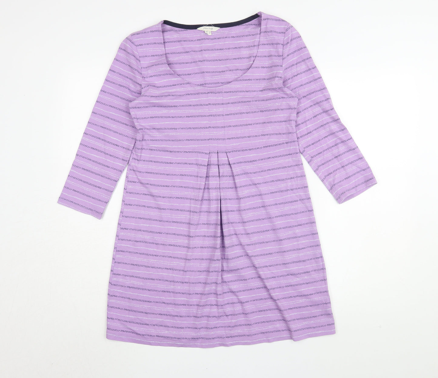 White Stuff Women's Purple Striped Shift Dress UK 10