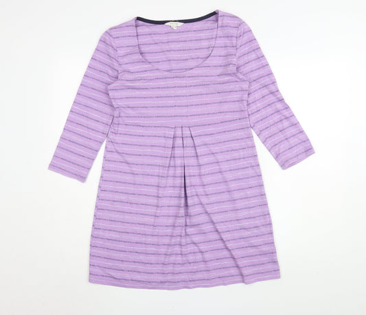 White Stuff Women's Purple Striped Shift Dress UK 10