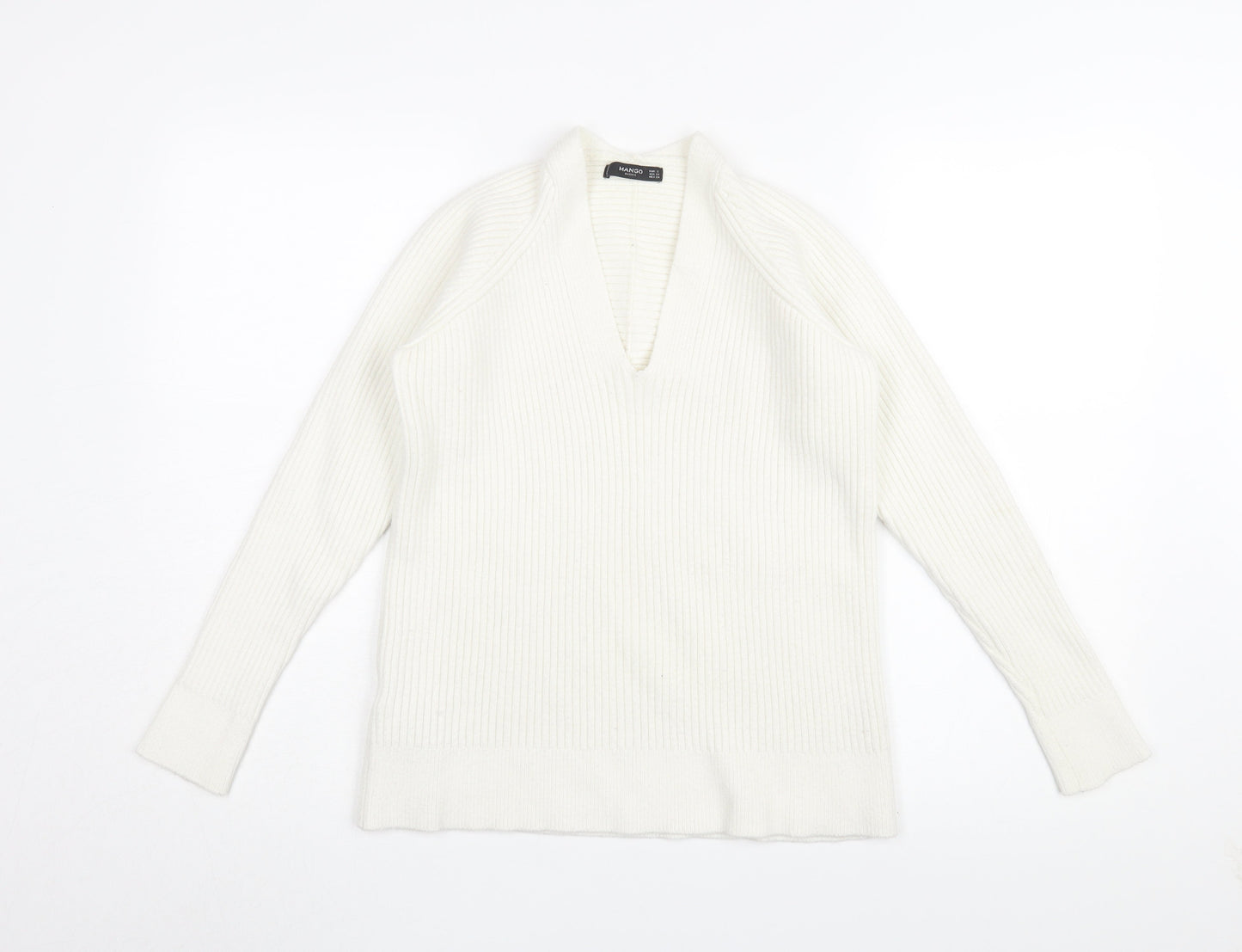 Mango Women’s Ivory Pullover V-Neck Jumper S