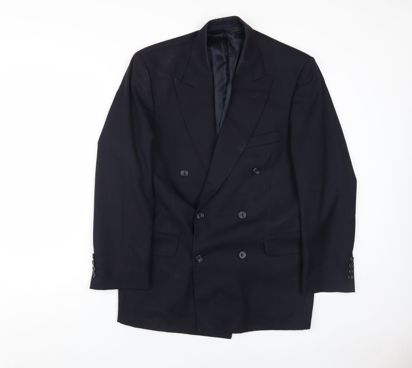 Austin Reed Men's Black Wool Double-Breasted Blazer 38S