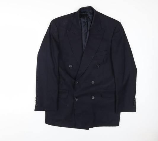 Austin Reed Men's Black Wool Double-Breasted Blazer 38S