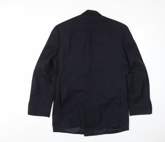 Austin Reed Men's Black Wool Double-Breasted Blazer 38S