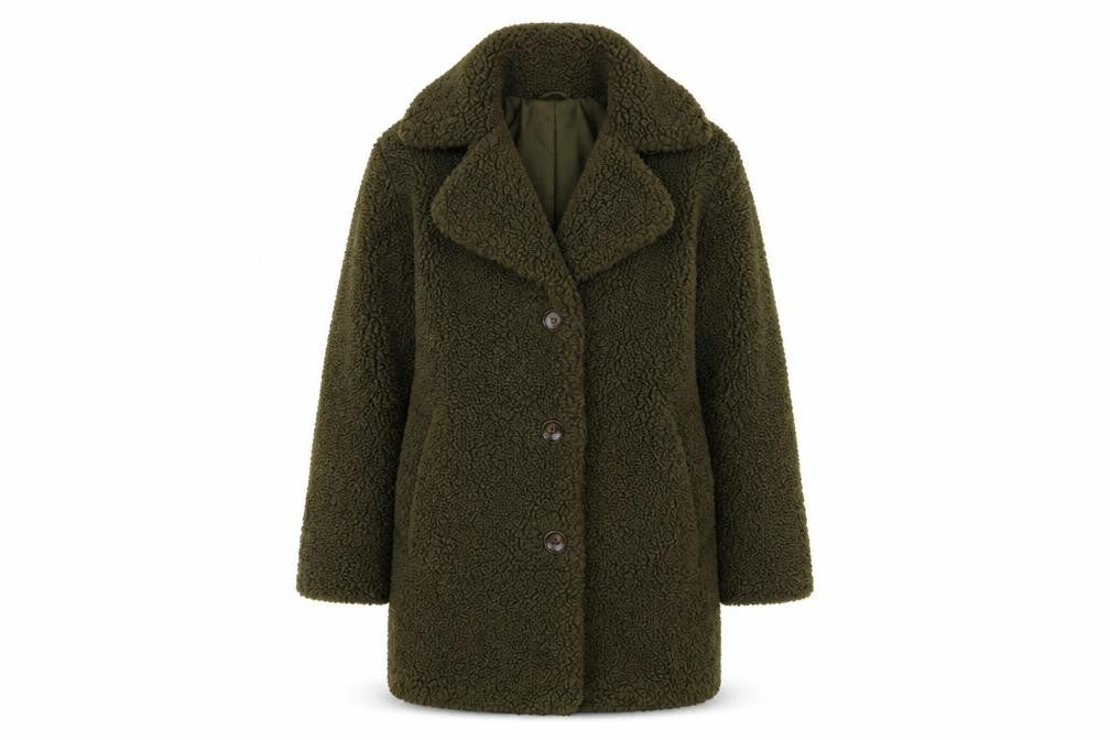 Miss Selfridge Women's Green Overcoat S Lined Fleece
