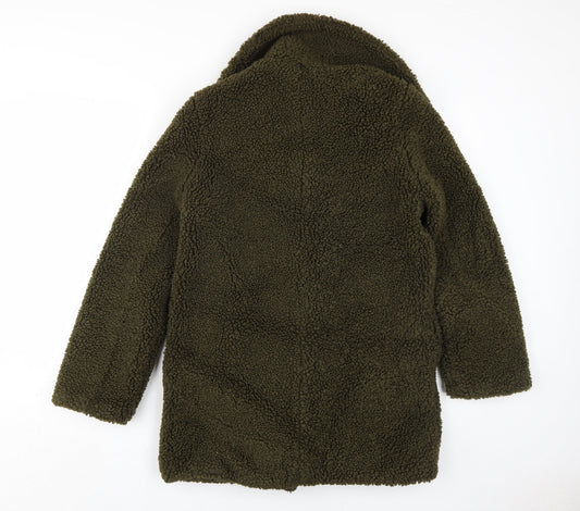 Miss Selfridge Women's Green Overcoat S Lined Fleece