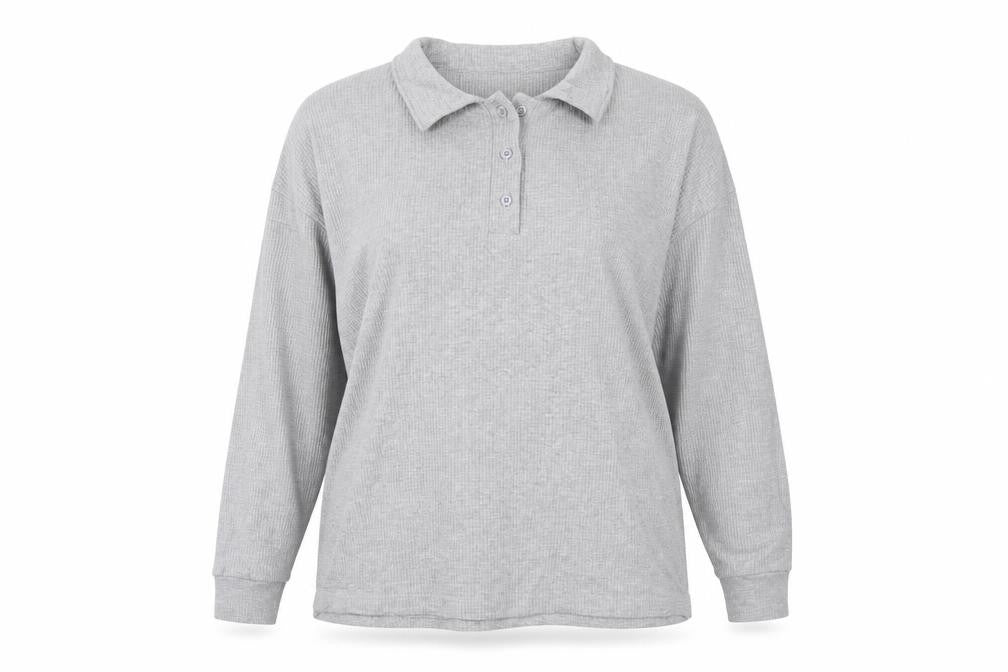Boohoo Womens Grey Button-Up Long Sleeve Top