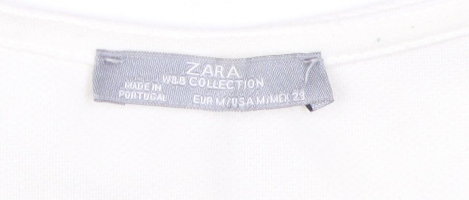 Zara Women's Multicoloured T-Shirt - Size M, V-Neck