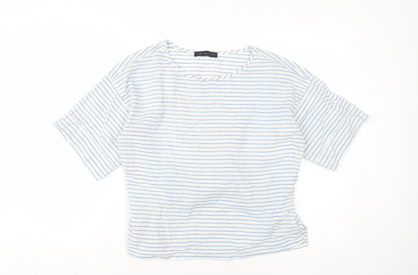 Marks and Spencer Women's White Striped Blouse Size 10