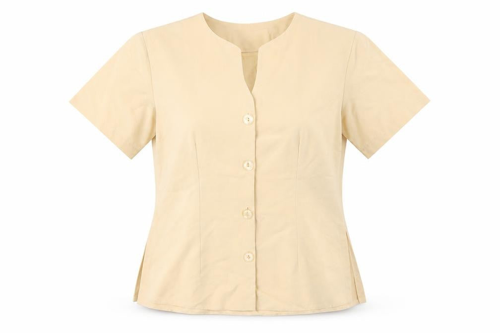 Womens UK Size 10 Watercolours Beige Polyester Blend Blouse