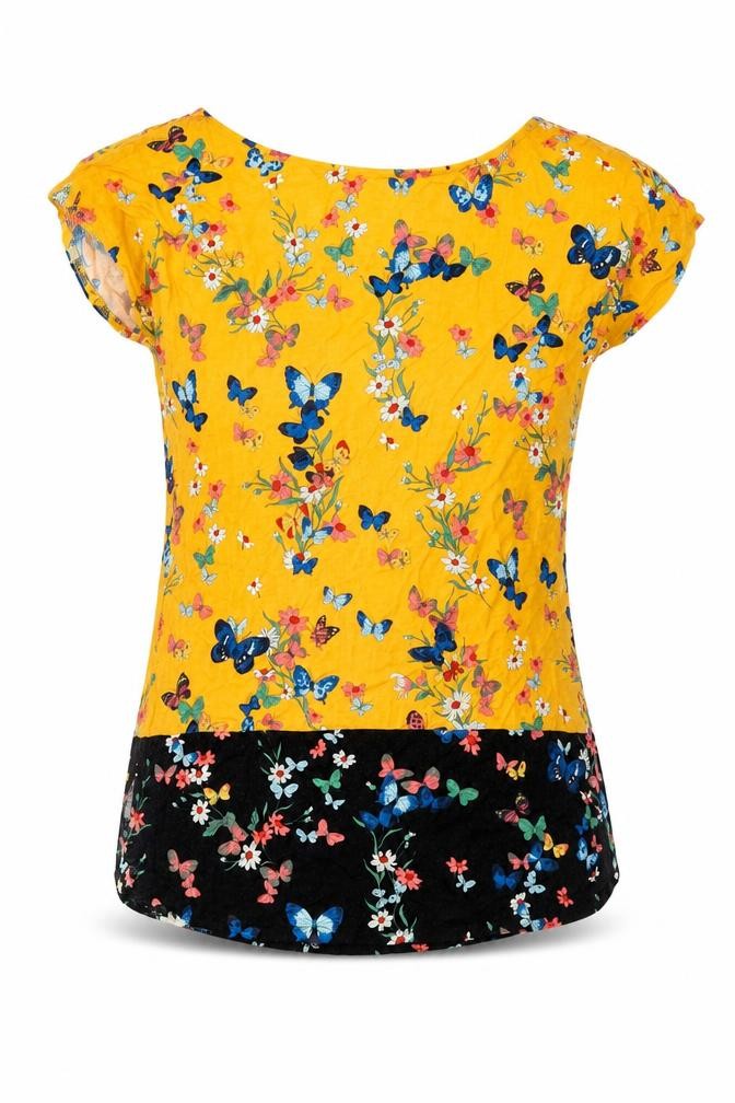 Oasis Women's Yellow Floral Butterfly Top XS