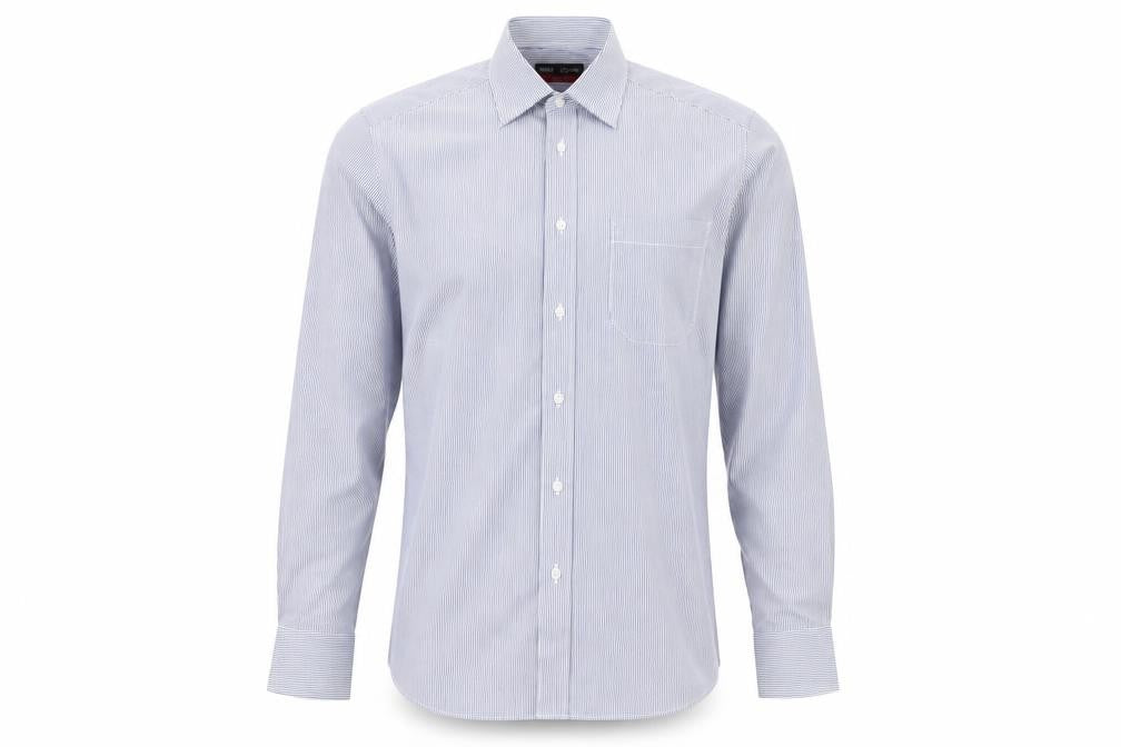 Marks and Spencer Blue Striped Men's Long Sleeve Shirt