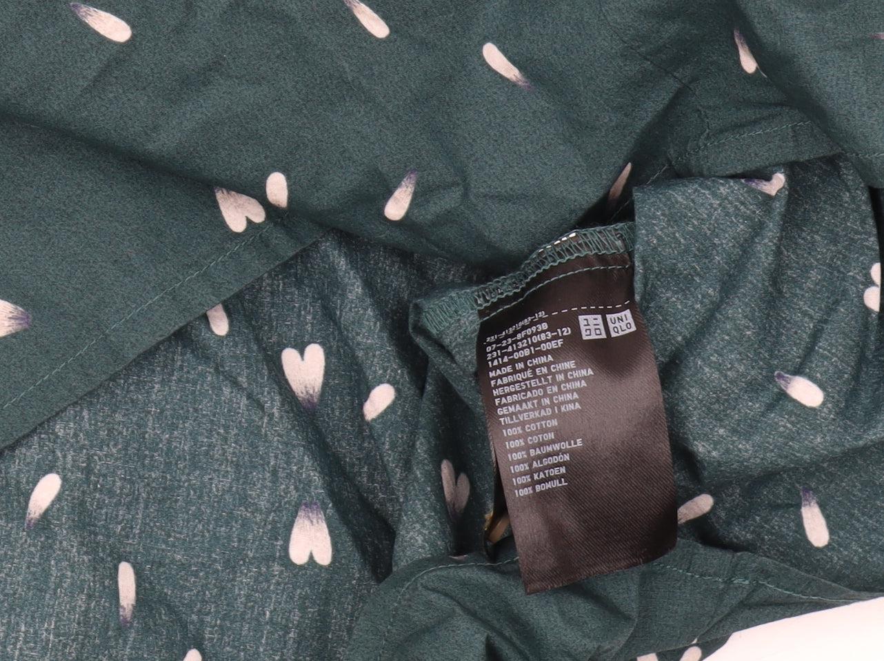 Uniqlo Women's Green Floral Blouse S Long Sleeve