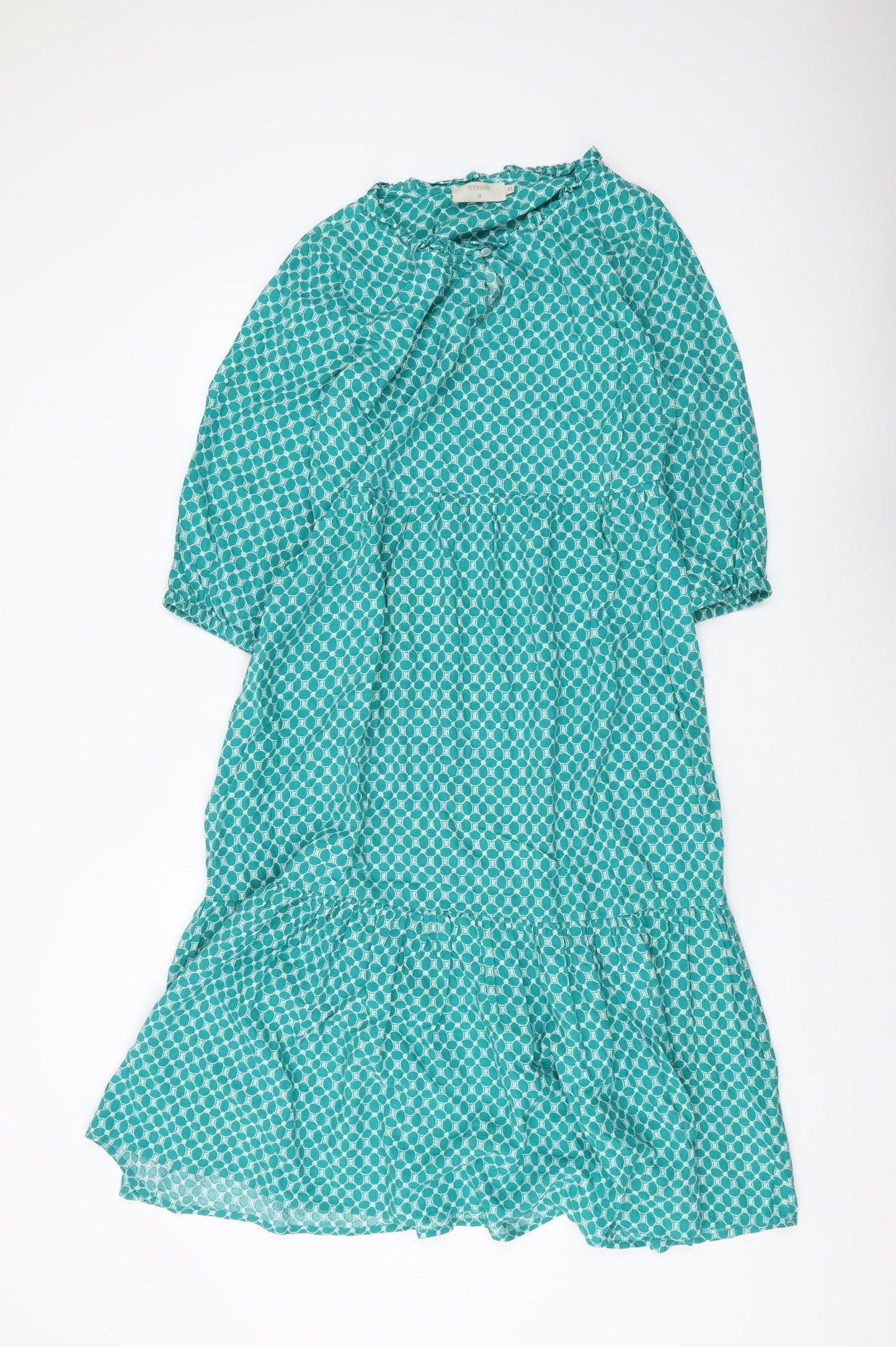 Cream Women's Green Geometric Midi Dress