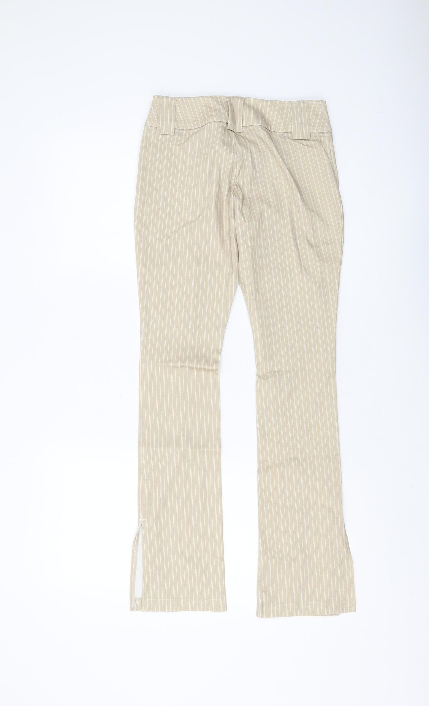 Topshop Womens Beige Striped Straight Trousers Size 4