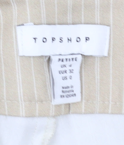 Topshop Womens Beige Striped Straight Trousers Size 4