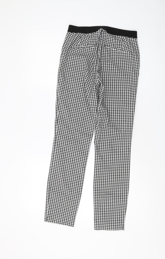 Zara Women's Checked Trousers XS Black Straight Slim