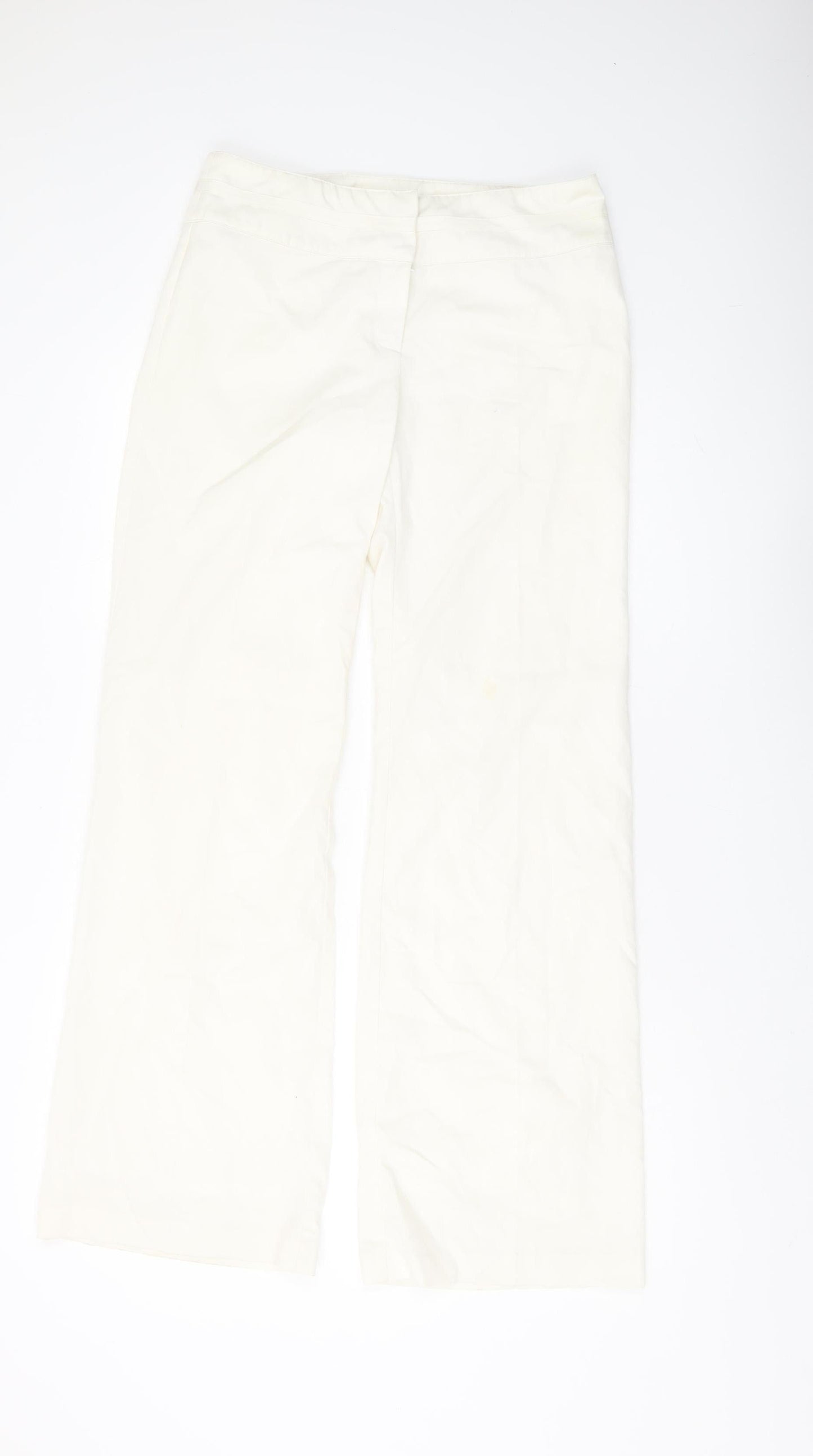 Warehouse Women's Ivory Wide-Leg Trousers Size 10