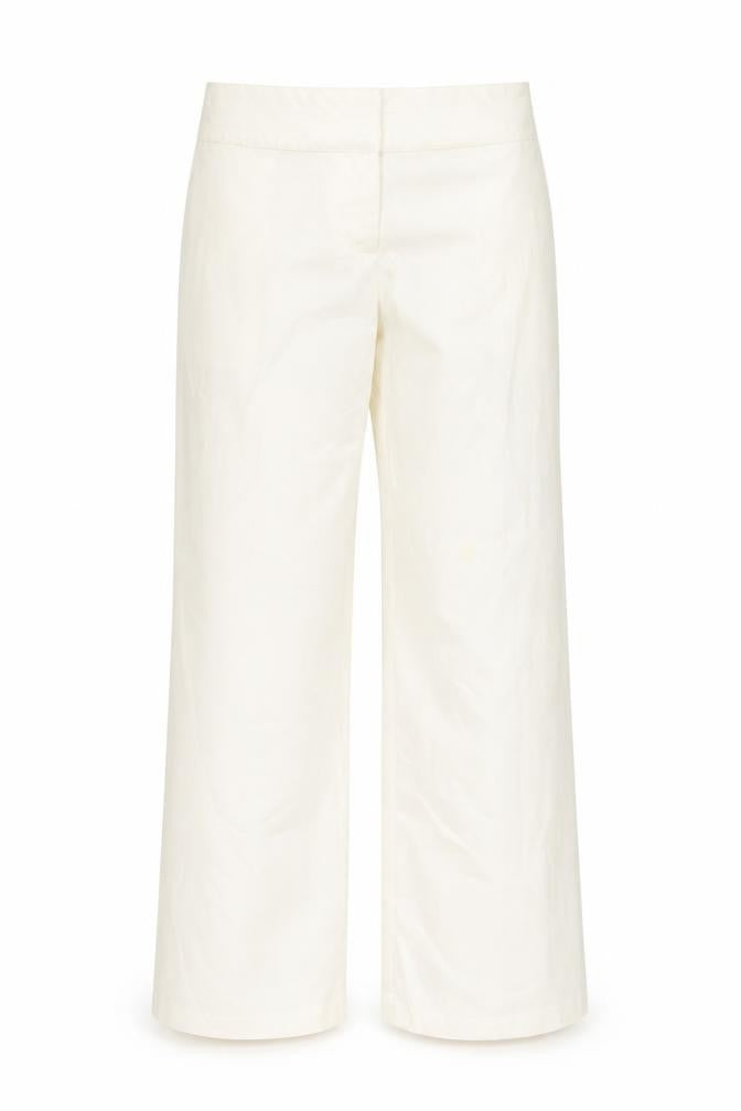 Warehouse Women's Ivory Wide-Leg Trousers Size 10
