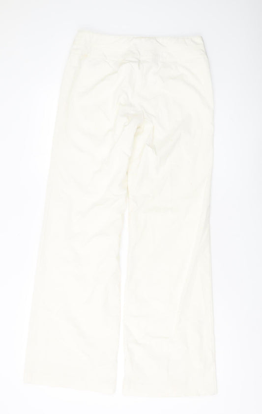 Warehouse Women's Ivory Wide-Leg Trousers Size 10