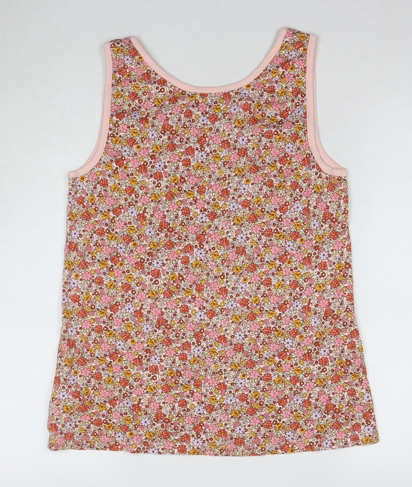 Lands' End Women Pink Floral Tank Top Medium