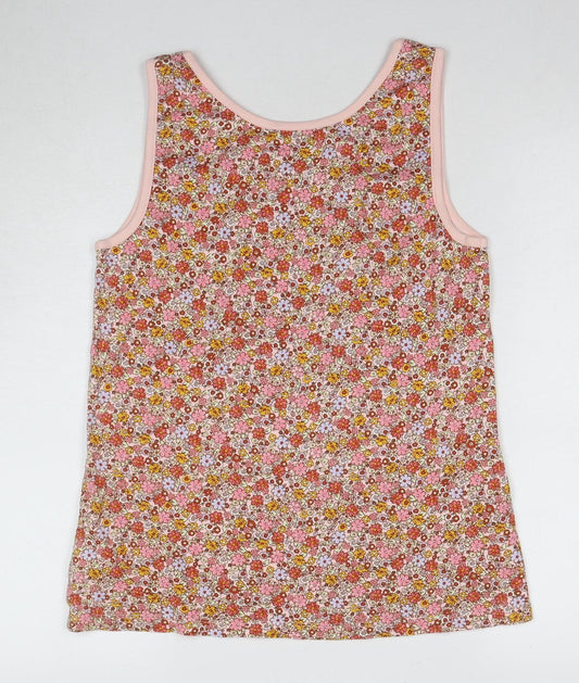 Lands' End Women Pink Floral Tank Top Medium