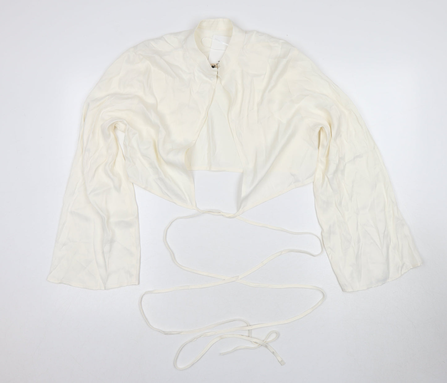 H&M Women's Ivory Cropped Top, Size L, Viscose