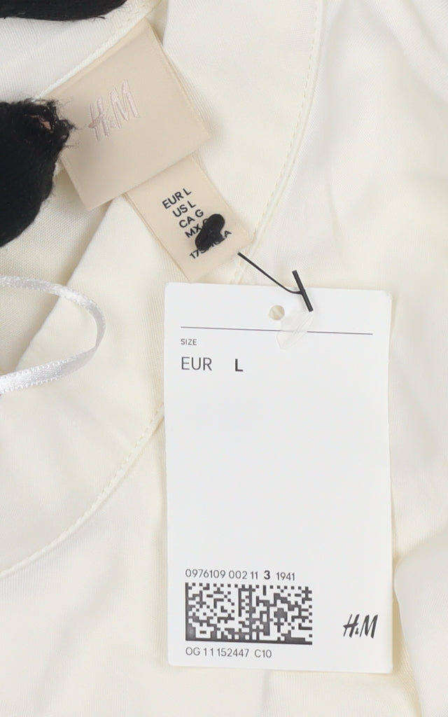 H&M Women's Ivory Cropped Top, Size L, Viscose