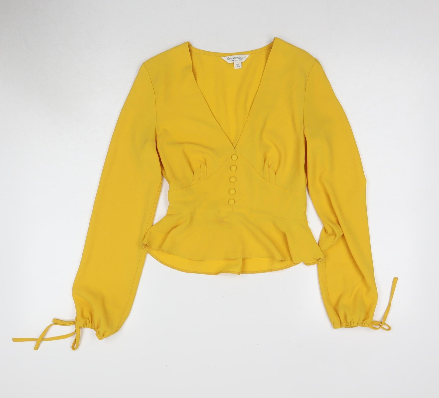 Miss Selfridge Women's Yellow Cropped Blouse Size 8