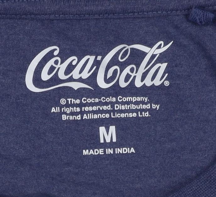 Coca-Cola Men's Blue Christmas Graphic T-Shirt, M
