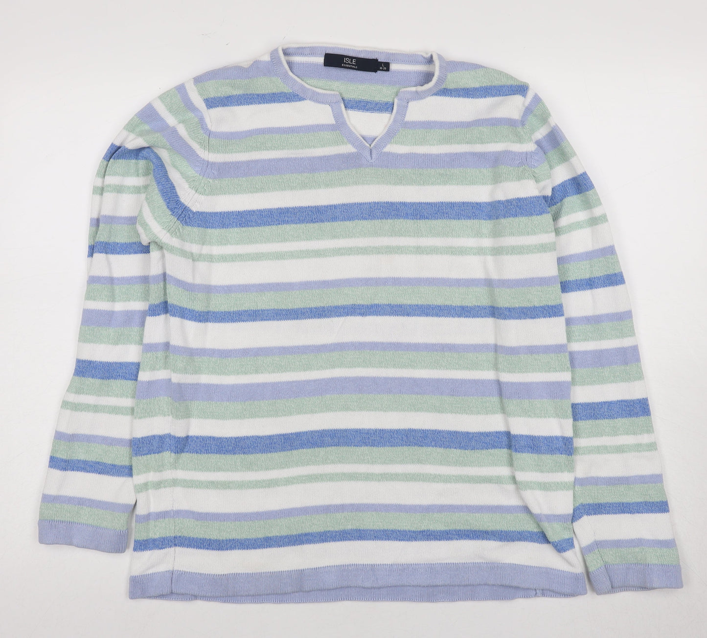 Isle Women's Multicolour Large Striped V-Neck Pullover