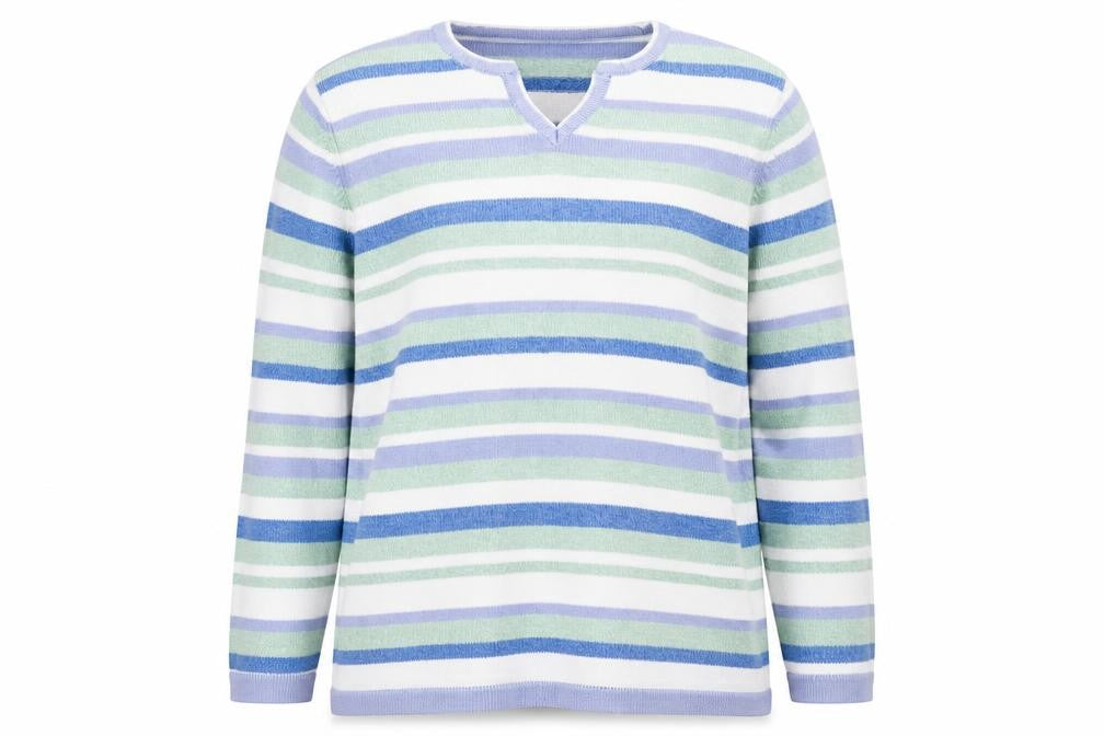 Isle Women's Multicolour Large Striped V-Neck Pullover