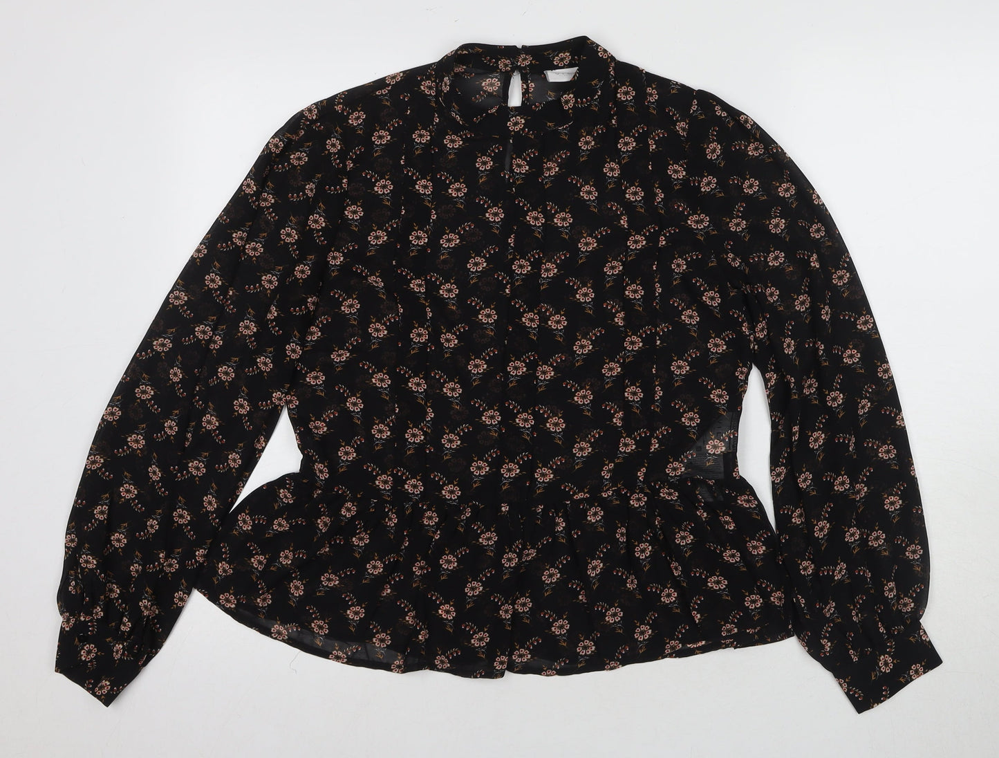 Vila Women’s Black Floral Tunic Blouse Size 10