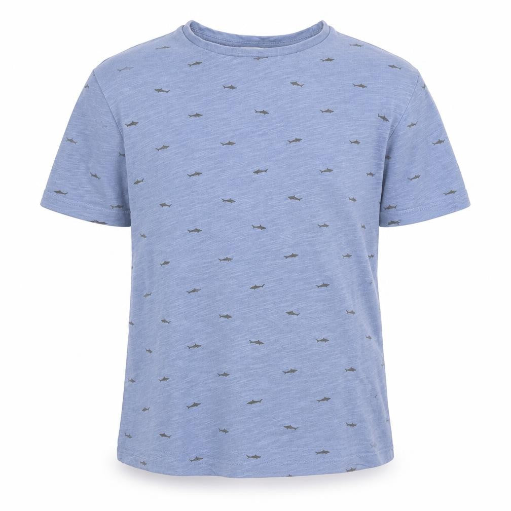 Mango Boys' Blue Animal Print T-Shirt, Size S, Casual, Cotton