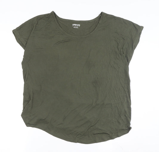 Womens UK Size M Lands' End Green Viscose Blend T-Shirt