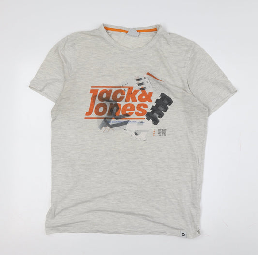 Jack & Jones Men's Grey Medium Graphic T-Shirt