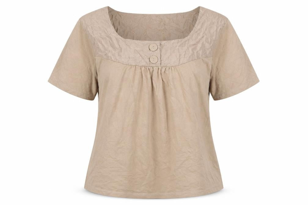 Piper Woman Beige Short Sleeve Tunic Top M Womens