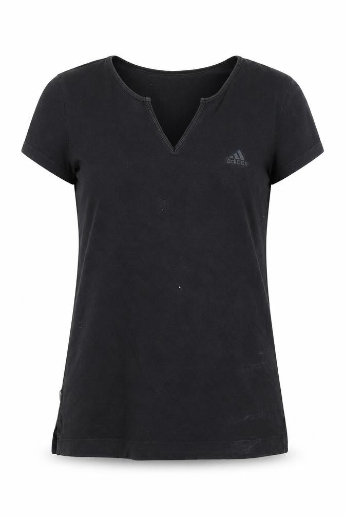 Womens UK Size 12 adidas Black Cotton Blend T-Shirt