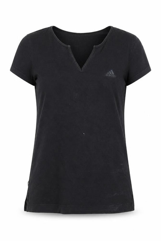 Womens UK Size 12 adidas Black Cotton Blend T-Shirt