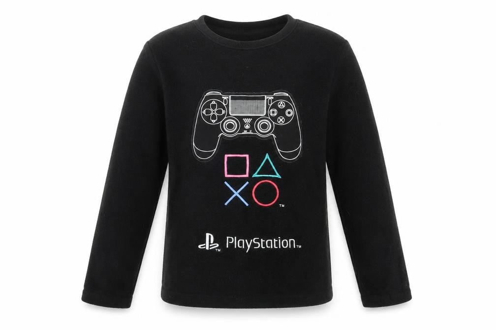 Front view of PlayStation boys’ black pullover sweatshirt 9-10 yrs