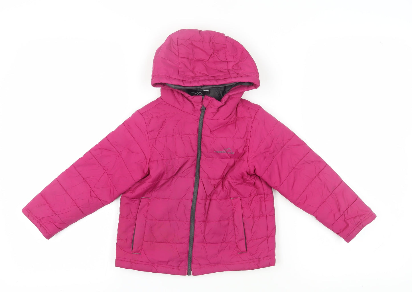 Freedom Trail Girls Pink Puffer Jacket 3-4 Years Hooded