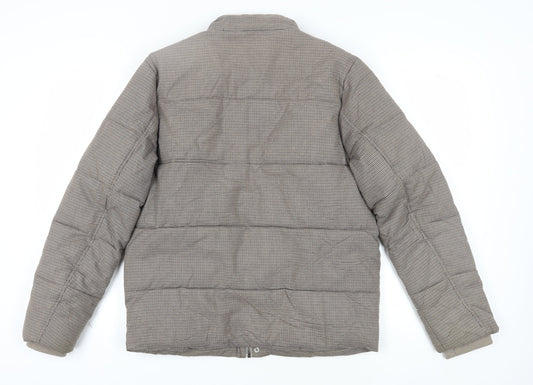 Topman Men's Brown Puffer Jacket M Cotton Casual