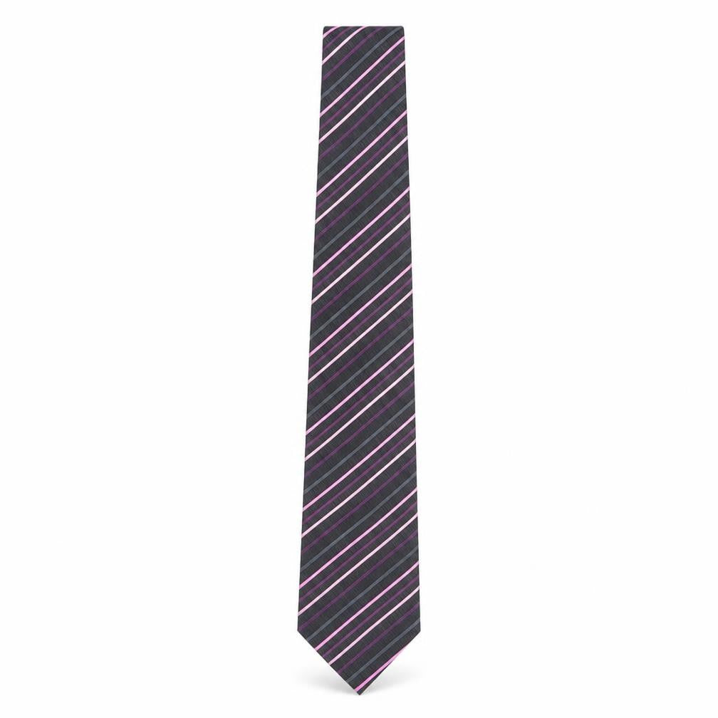 Front view of Thomas Nash Men's Black Striped Tie