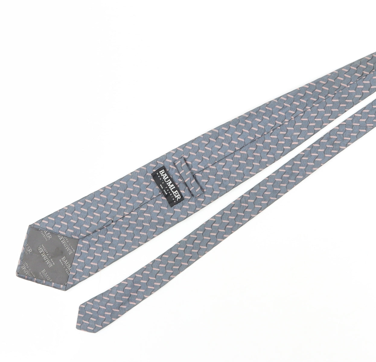 Baumler Men's Grey Silk Geometric Slim Tie
