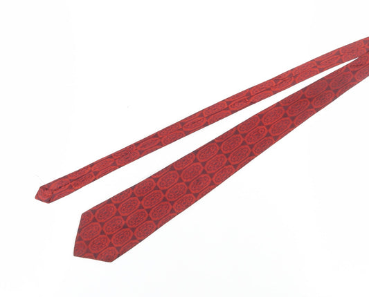 A Mertius Men's Red Geometric Slim Tie - Polyester