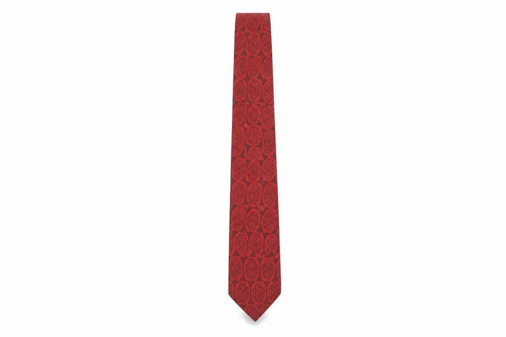A Mertius Men's Red Geometric Slim Tie - Polyester