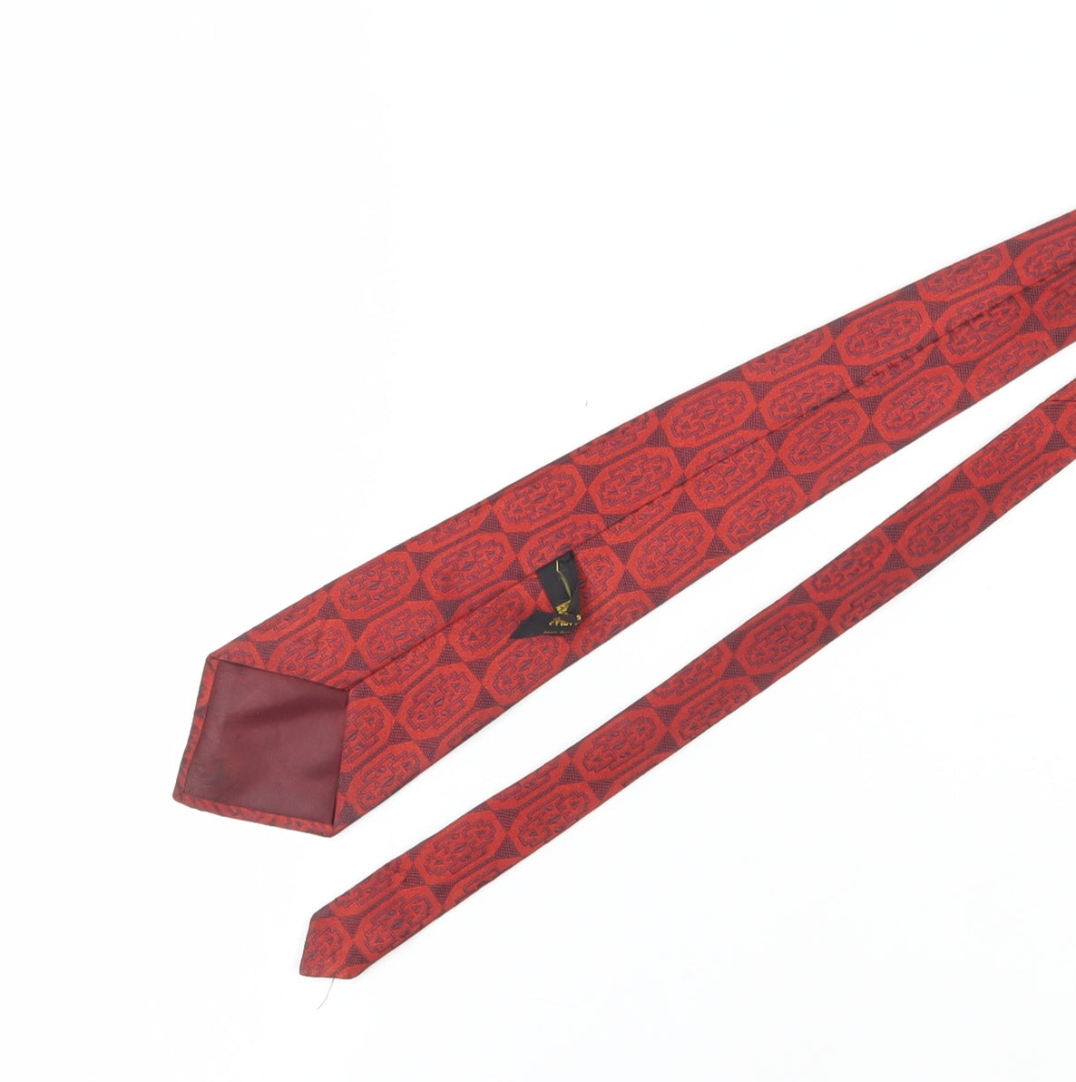 A Mertius Men's Red Geometric Slim Tie - Polyester