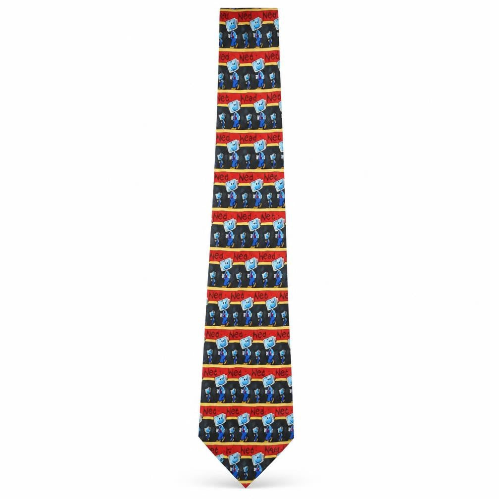 BHS Men's Multicoloured Geometric Cartoon Tie, One Size