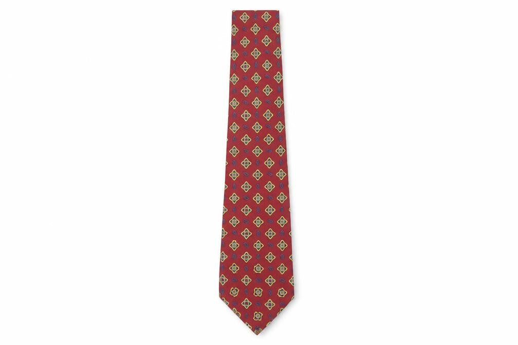 Greenwoods Men's Red Geometric Slim Tie