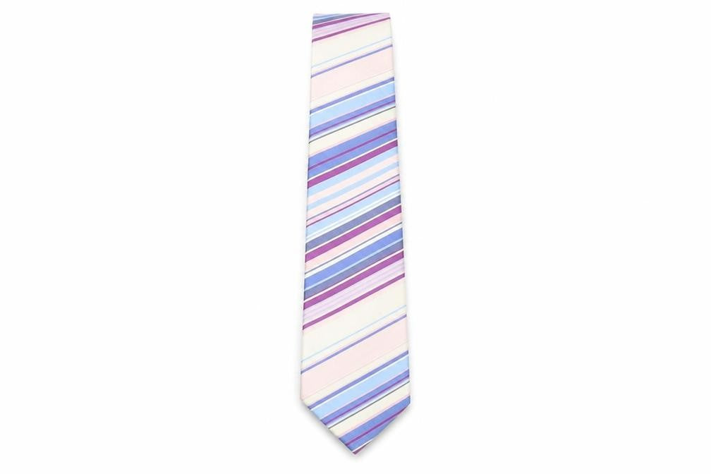 Front view of Thomas Nash Men's Multicoloured Striped Silk Tie