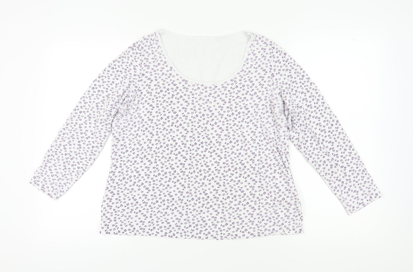 Marks and Spencer Women's White Floral T-Shirt UK 16